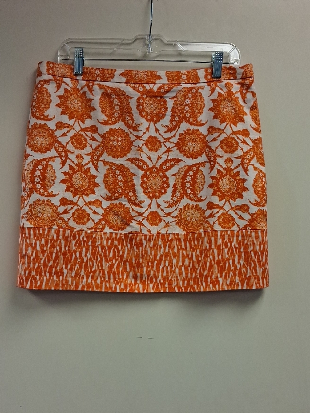 Michael Kors Orange Floral Mini Skirt Lined Cotton Blend Size 10